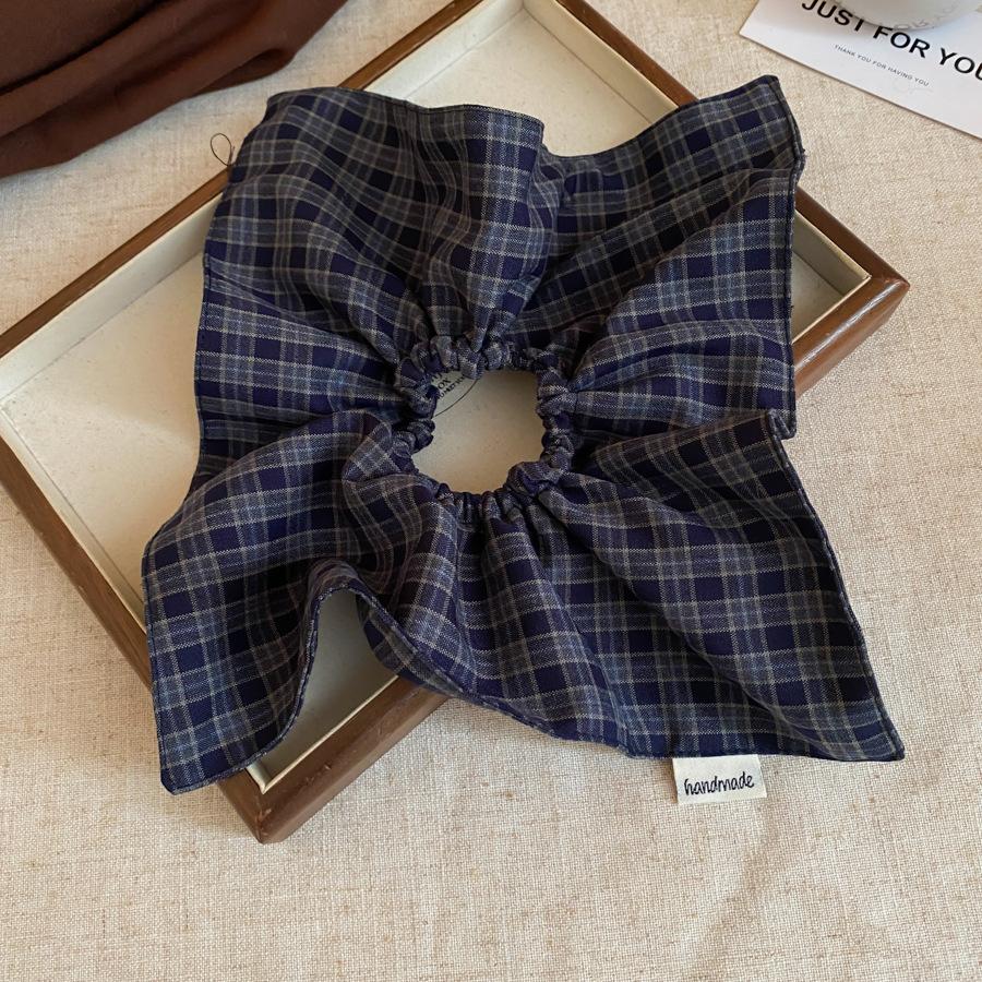Maillard retro fabric plaid large intestine hair band women's high ponytail hair rope Korean oversized hair accessories