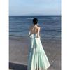 Korean early spring wear women's high-end season new waist sweet and spicy mint mambo suspender dress