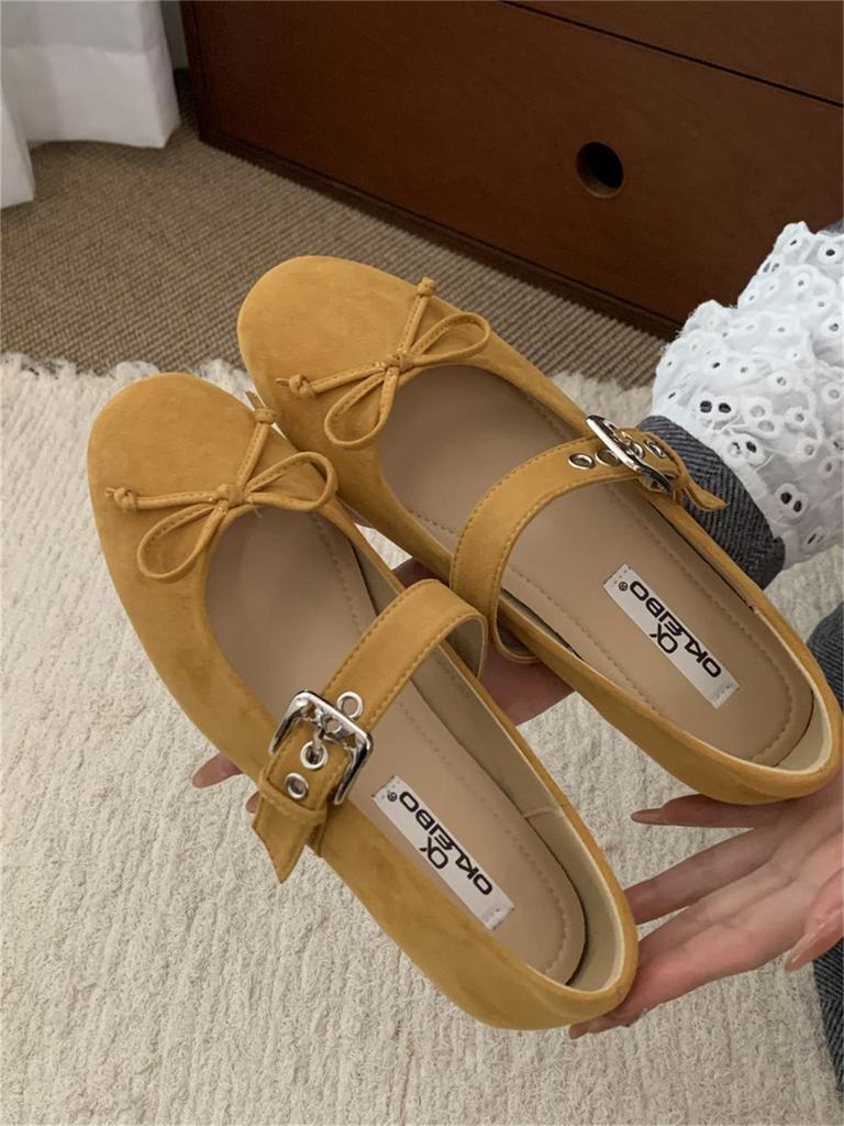 Fashion IPPEUM Velvet Ballet Flats Round Toe Buckle Mary Jane Shoes 2025 New Summer Ballerinas Zapatos Mujer