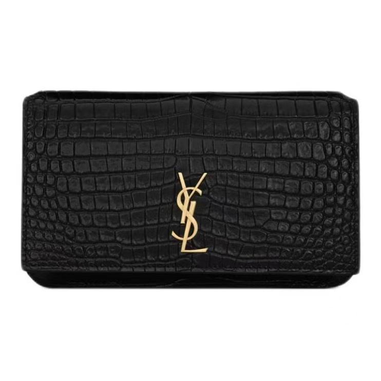 

Saint Laurent Ysl Cassandre Monogram Gold Logo Glossy Crocodile Embossed Calfskin Crossbody Phone Bag Women Crossbody Bag Black 635095-DND1J-1000 Basic Set (Bag+Dust Bag)