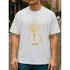 European sizes Golden Original Mural Pattern Retro Art Style Pure Printed T-shirt, Men's Clothing, Short-sleeved Top