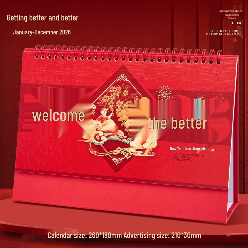 2026 Year of the Horse Chinese Style Custom Table Calendar with Pictures - Creative Desktop Ornament & Office Hollowed-Out Design