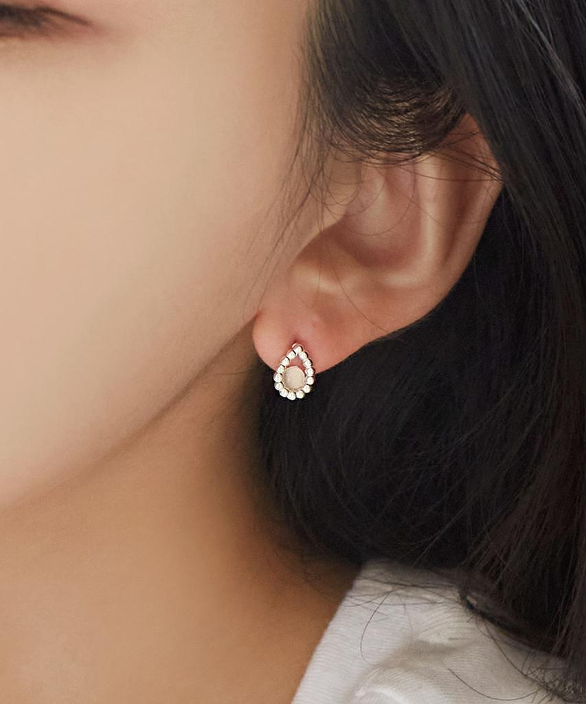 47Bag 925 Silver Natural Gemstone Teardrop Earrings Rosee