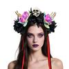 Halloween Colorful Flower Skeleton Hand Skull Headband Resin Party Hair Accessory For Adults Kids Costume Party Decoration