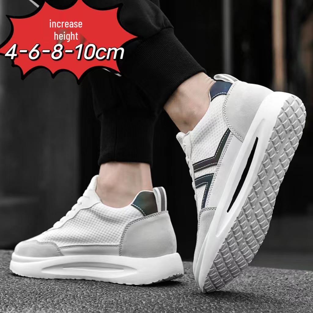 Men s 8CM Height Boost Casual Summer Shoes - Breathable Fabric, Trendy Sports Style, Youthful Dad Shoes Size 39