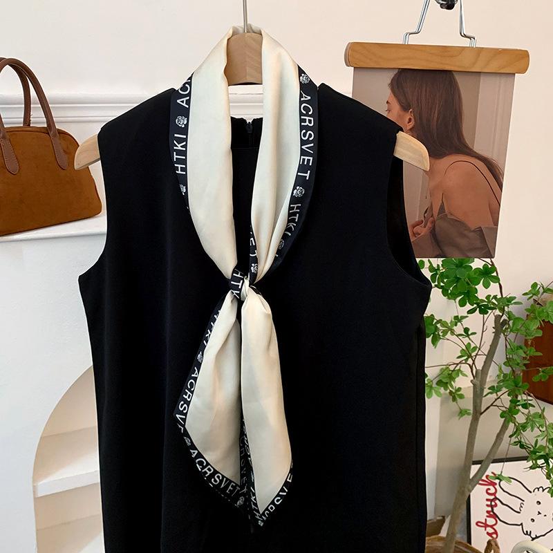 Summer New Long Silk Scarf Women's Small Streamer Printing Imitation Silk Suit Sweet Small Scarf