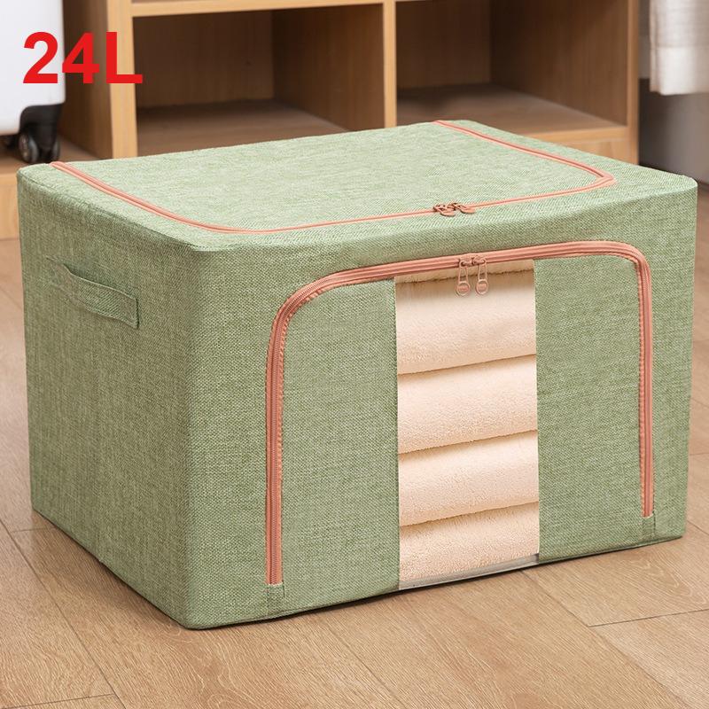 

24L Stackable Clothes Storage Bins with Handles & Zipper, Collapsible Closet Organizer Box with Lid for Bedding Blankets Towel