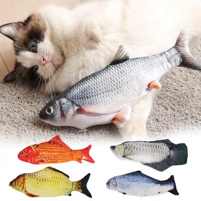 Flopping Fish Cat Toy with Catnip Interactive Automatic Floppy Carp Kitten Kicker Toy Electric Realistic Plush Wiggle Fish for Indoor Cats Dogs