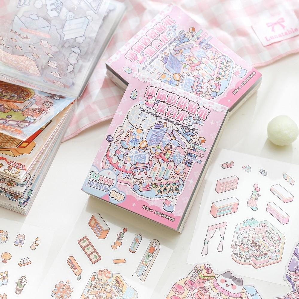Immersive Mini Landscape Stickers Miniature Scene DIY Sticker Book Cartoon Stickers  Festival Gift
