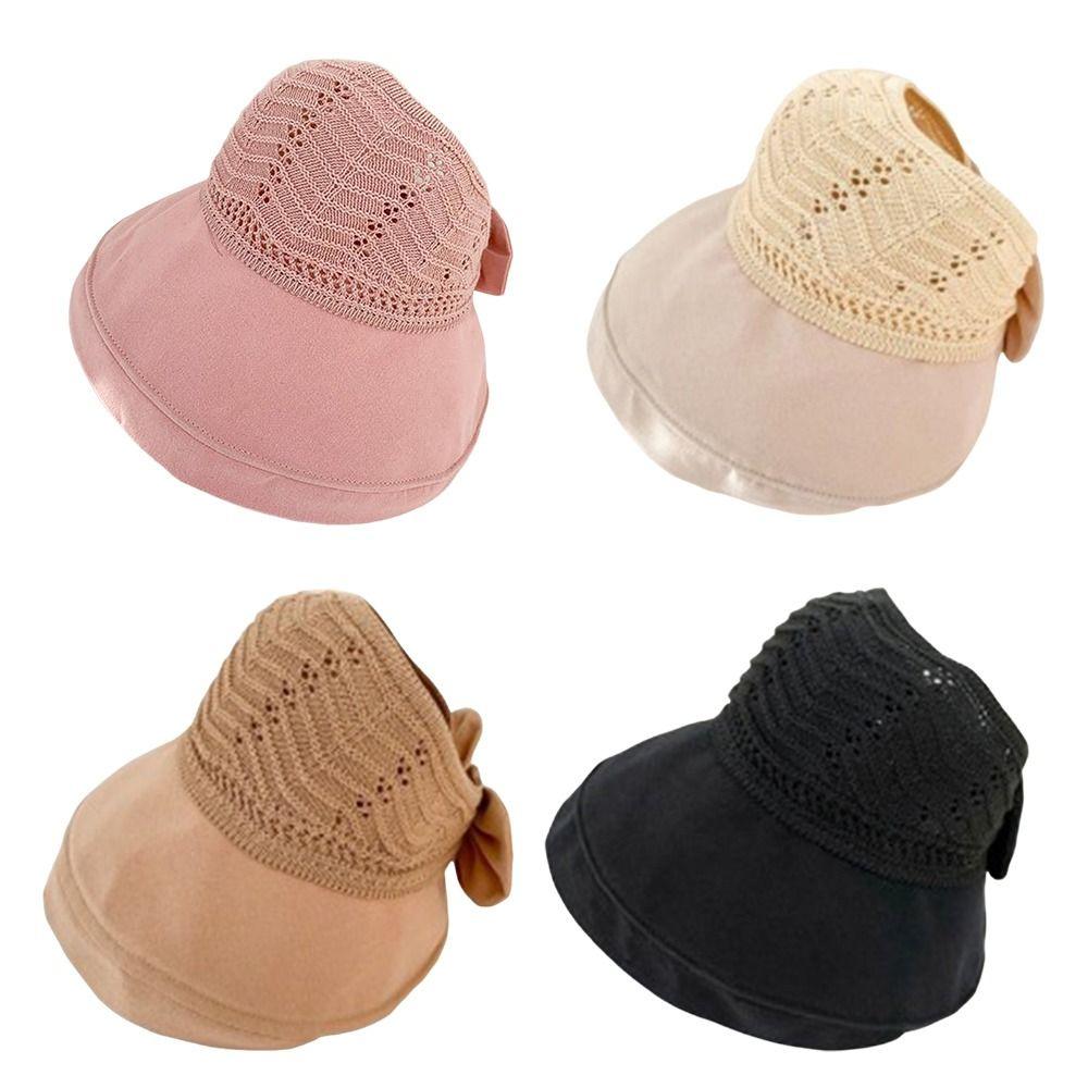 Anti-UV Knitted Bowknot Fisherman Hats Sunscreen Foldable Bucket Hat Panama Caps Basin Hats Unisex