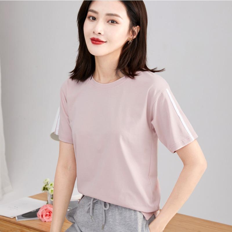 Spring New Short-sleeved Ins Korean Version T-shirt Girls Round Neck Casual Printed Tops Fashionable and Cute Women's Clothing