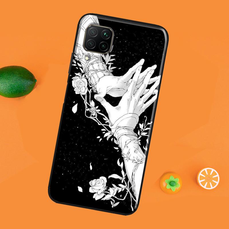 Anime Aesthetic Black Case For Huawei P40 P20 P30 Pro Mate 20 Lite P Smart 2019 Nova 5T Honor 50 Lite 10i 8X 9X