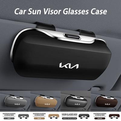 Car Visor Glasses Case ABS Flocking Sunglasses Holder Organizer Clip for Kia Sportage Sorento K5 K3 Seltos Rio Carnival Ceed Etc
