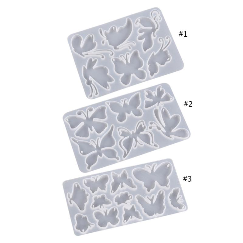 Cute for Butterfly Resin Mold Silicone Keychain Mold Pendant Epoxy Casting Mould with Hole for DIY Crafts Jewelry Making