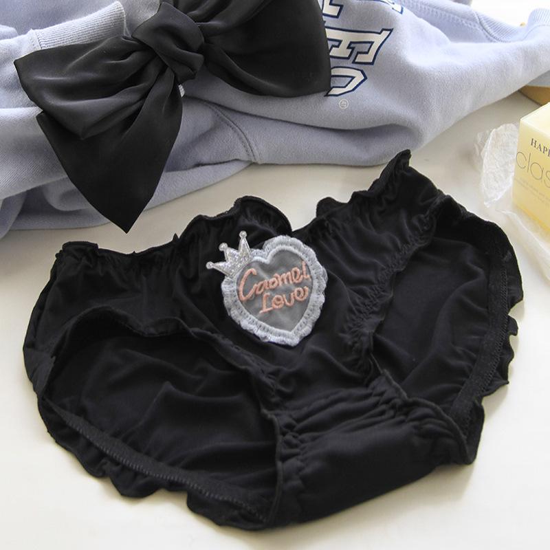 Black Women's Lace Mid-Waist Bow Mesh Panties - 620 Series