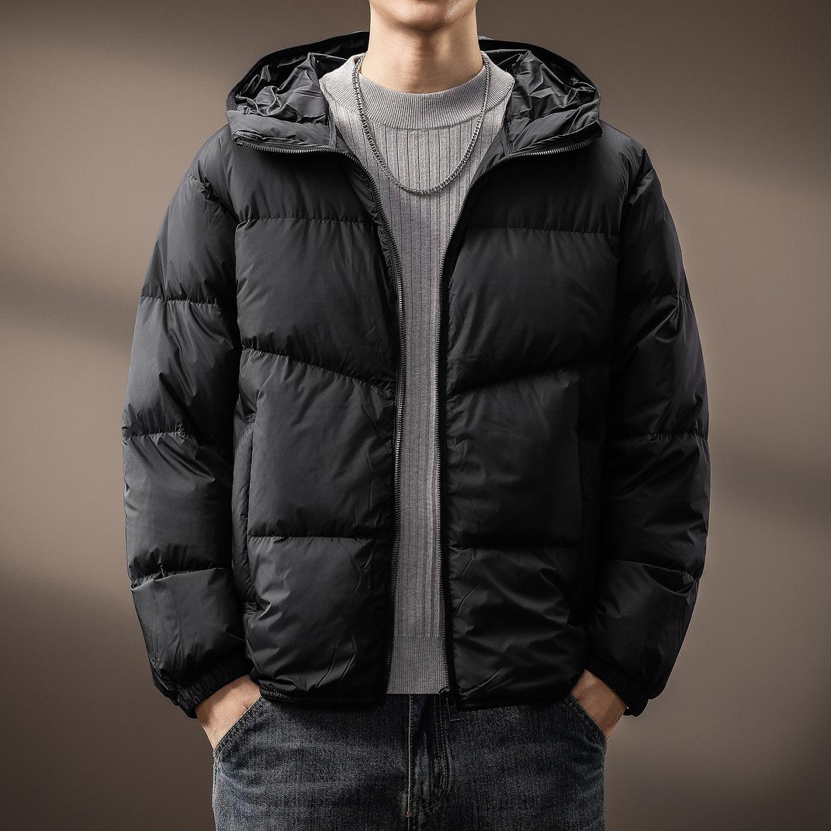 

Men s High-End Thick Winter White Duck Down Hooded Puffer Jacket M (110-135 jin) чорний