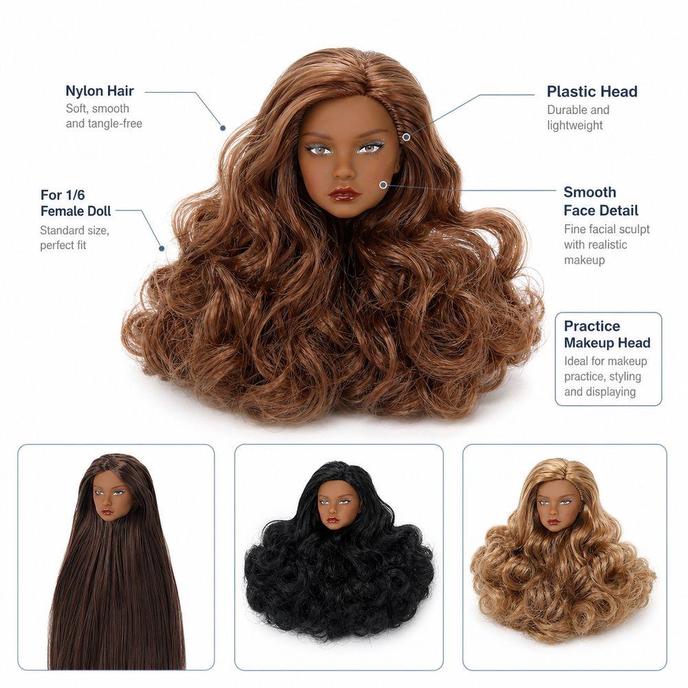 White Normal Tan Skin Doll Head European Face Fashion Doll Head  for 11.5 Inch BJD Doll Body