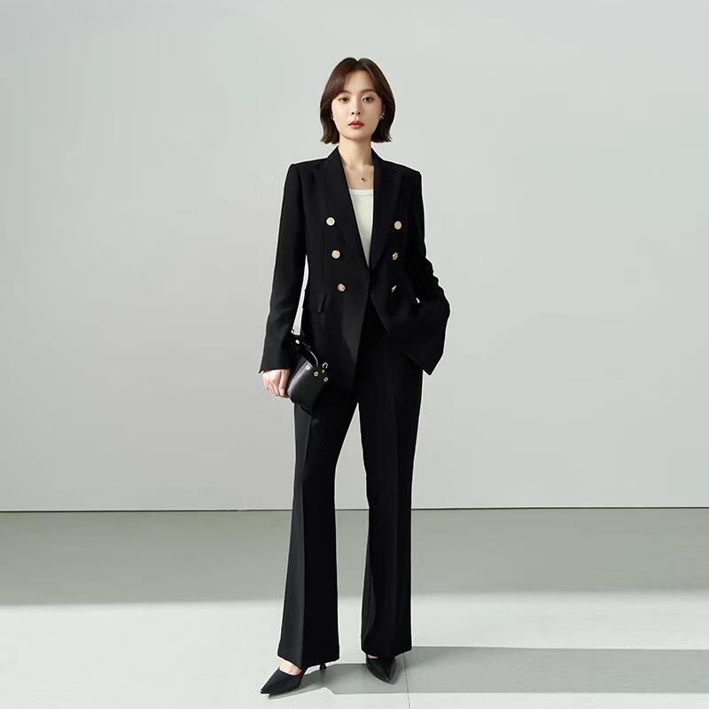 Women's Double-Breasted Business Suit Set with Flare Pants