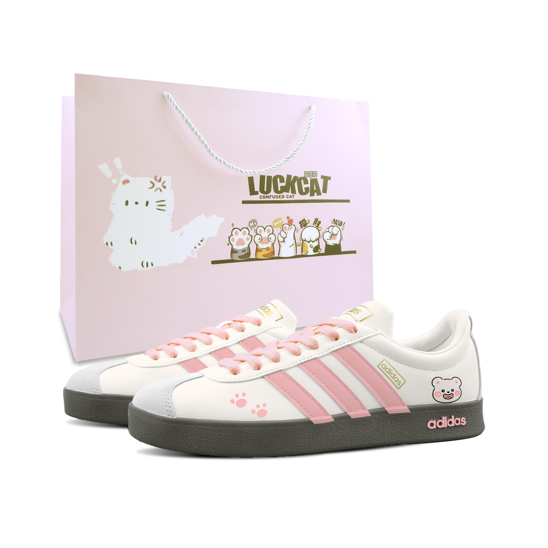 

Adidas VL COURT 2.0 Pink Bear Cute, Special Shopping Bag Abrasion Resistant Low top German Army Trainers Unisex Pink JI0497(Team1800-SBOX) 38