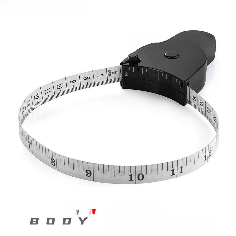 High-Precision Waist, Hip, and Bust Leather Tape Measure with Handle and Torch, Black