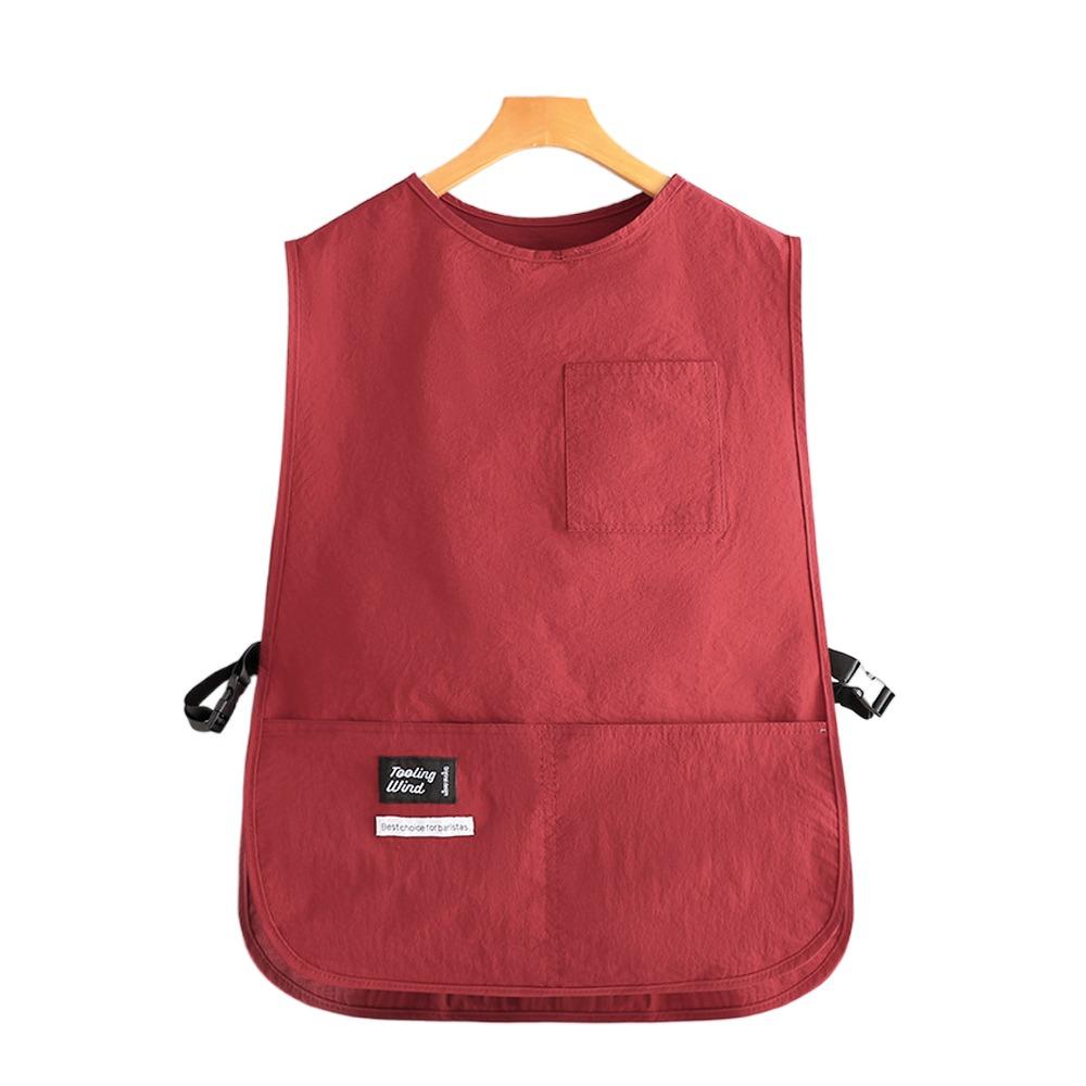 

Фартук с рукавами в стиле жилета, водонепроницаемый, униформа для кофейни, многоцелевые кухонные фартуки, общепит красный