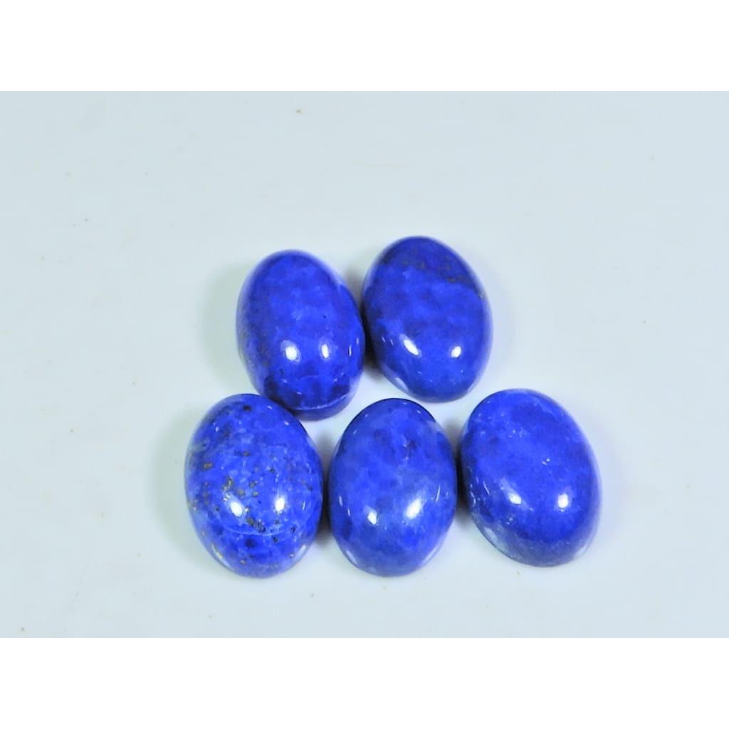 10X14MM Natural Lapis Lazuli Oval Cabochon Loose Gemstone 5 Pcs Lot 33Cts. A-483