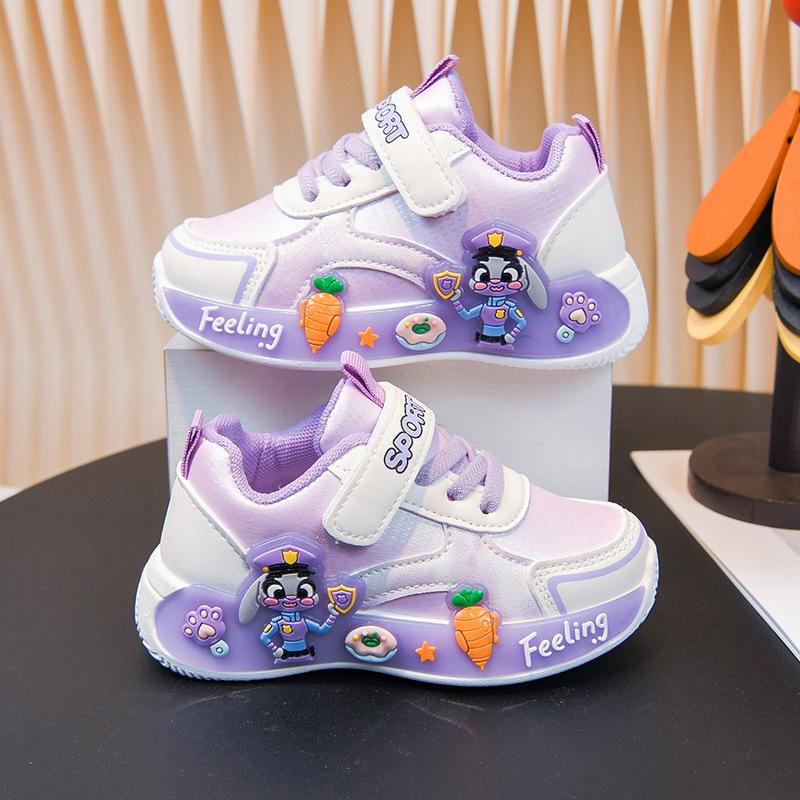 

2026 Spring Cartoon Sports Shoes for Toddlers: Korean Version Leather Running Shoes for Girls and Boys Size 20 - 14cm фіолетовий