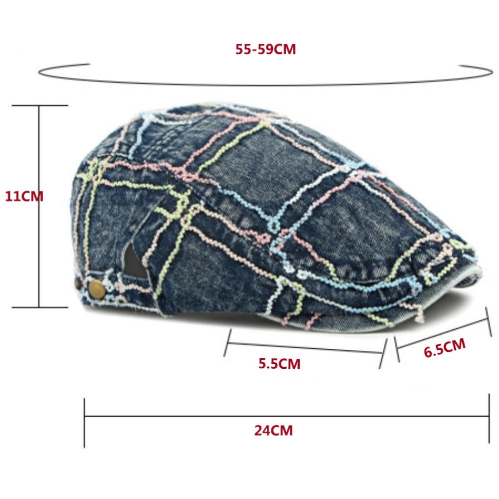 HT5047 Berets Spring Autumn Denim Cap for Men Women Retro Artist Painter Beret Hat Male Female Ivy Flat Cap Adjustable Beret Cap