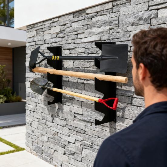 2 st Väggmonterad Verktygsorganisatorställ Kraftig Metall Multifunktionell Garage Förråd Trädgårdsredskap Förvaringshållare