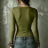 Women's Color V-Neck Long Sleeve Cross Strap Casual Blouse