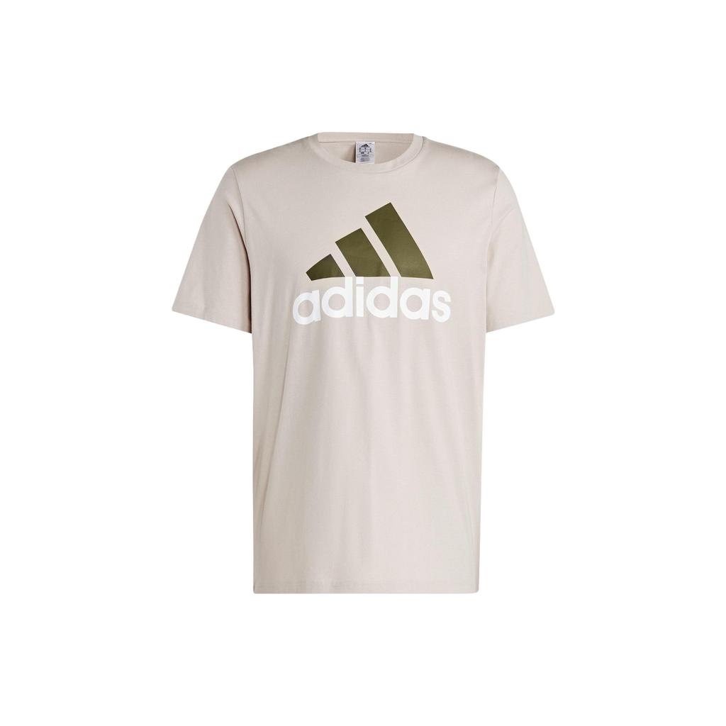 Adidas Essentials Letter Logo Print Crew Neck Short Sleeve T-Shirt Men Tops Coffee IC9356