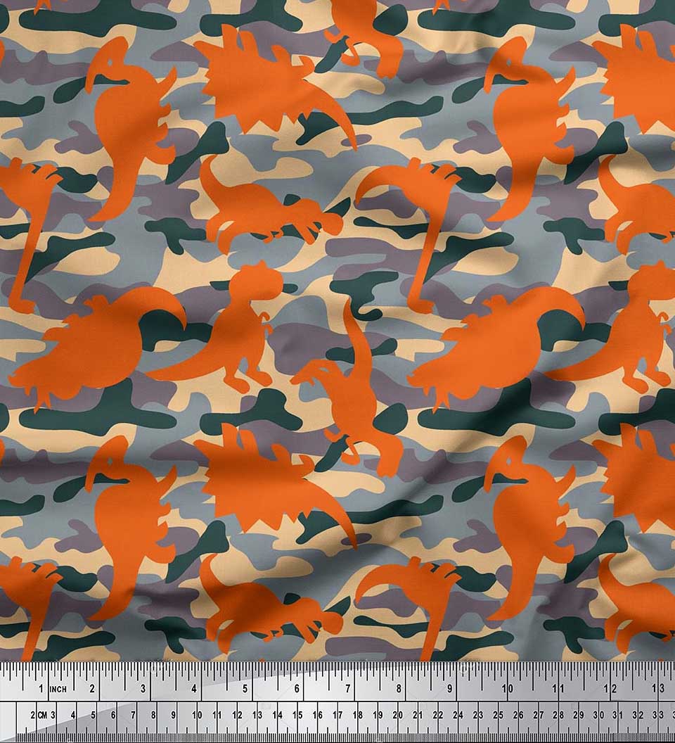 

Японська креп-атласна тканина Soimoi з камуфляжною текстурою та тваринним принтом динозаврів Швейна тканина, метр 42 дюйма 42 Inch Wide - Poly Crepe помаранчевий