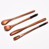3Pcs Eating Wooden Spoon Long Handle Milk Stirring Spoon High Quality Coffee Teaspoon  Rice