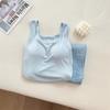 Women's Summer Padded Strappy Camisole and Pants Pajama Set - Imitation Cotton Cloud Lapel