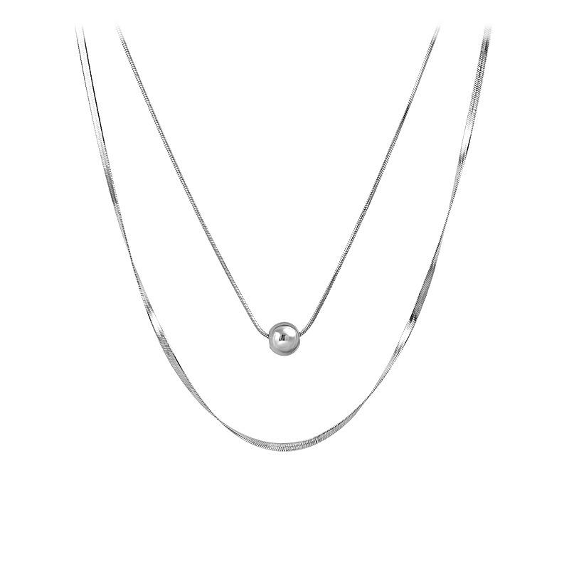 

Titanium steel double-layer snake bone chain round bead necklace multi-layer stacked collar collar cold wind ins tide hip-hop necklace female