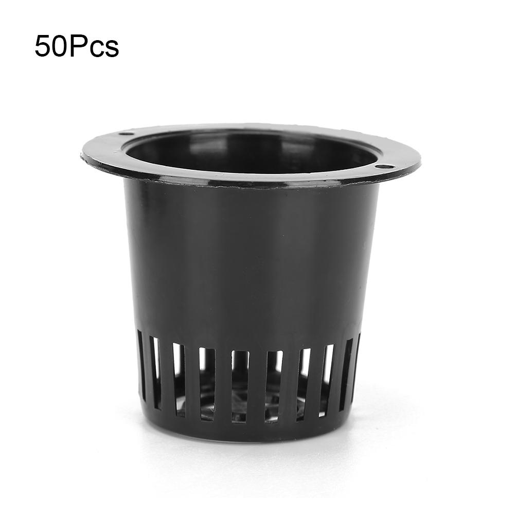 50 Stück Hydroponik Pflanzkorb Erdeloser Anbau Blumenpflanzen Wachstumsnetz Topf Schwarz