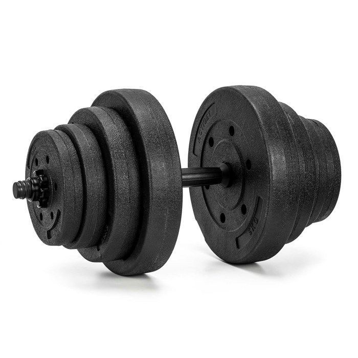 Haltère réglable - SPRINGOS - ACTIGET - 20 kg - 1 barre, 1 haltère - Compact, barre ergonomique