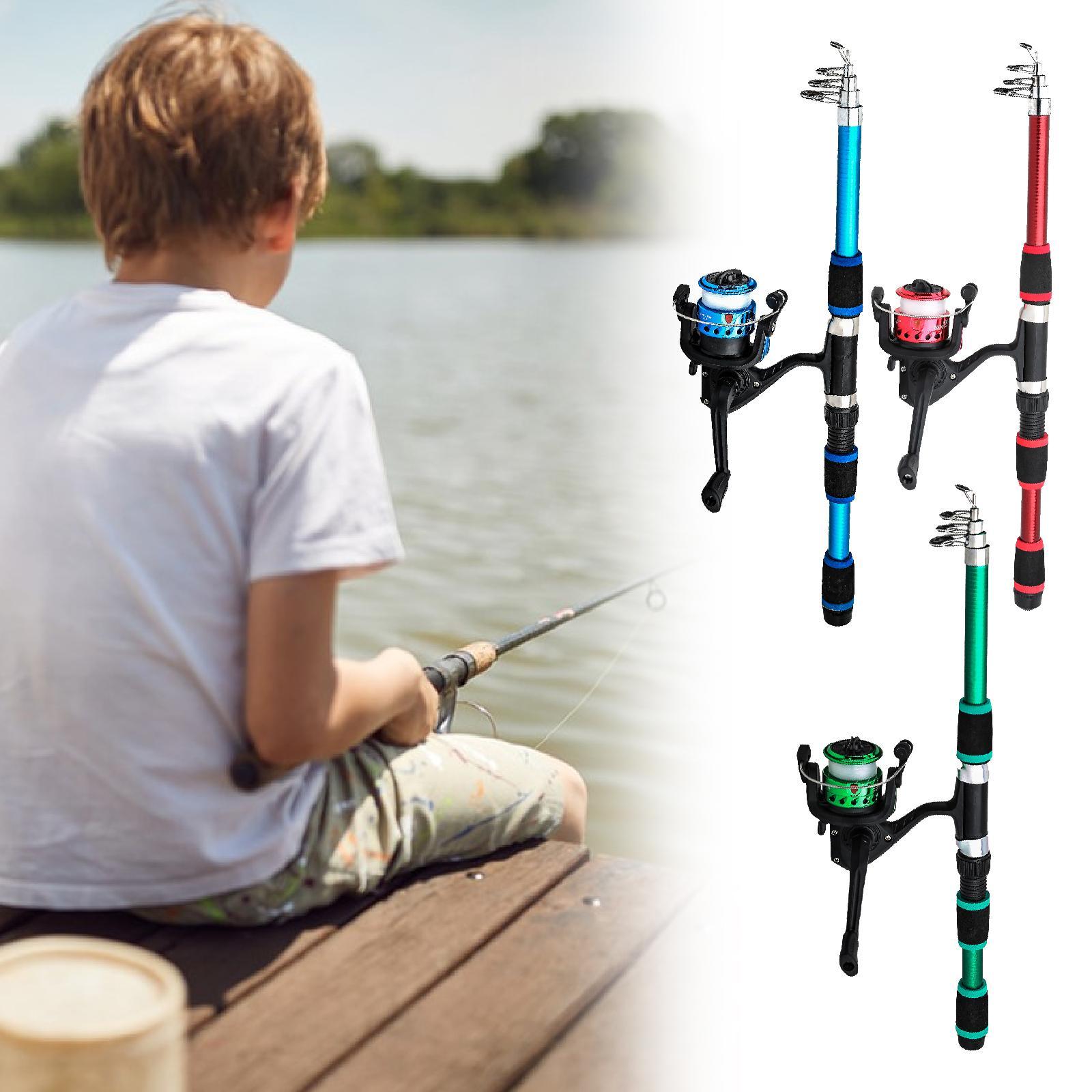 Kids Fishing Rod and Reel Combo Kids Fishing Pole for Outdoor Travel Starter blu