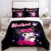 Kawaii Halloween Kuromi Print 3Pcs Bedding Setduvet Cover With 2 Bedropillowcase Home Birthday Gift