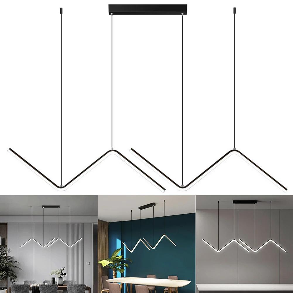 LED Wave Pendant Light Nordic Hanging Light 35 In Modern Pendant Lamp Energy Saving Linear Hanging Lamp for Kitchen Dining Room
