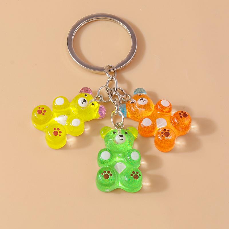 Colorful Resin 3D Bear Keychain Animal Key Rings Pendants for Women Girl Key Holder Handbag Pendants Charms DIY Jewelry Gifts