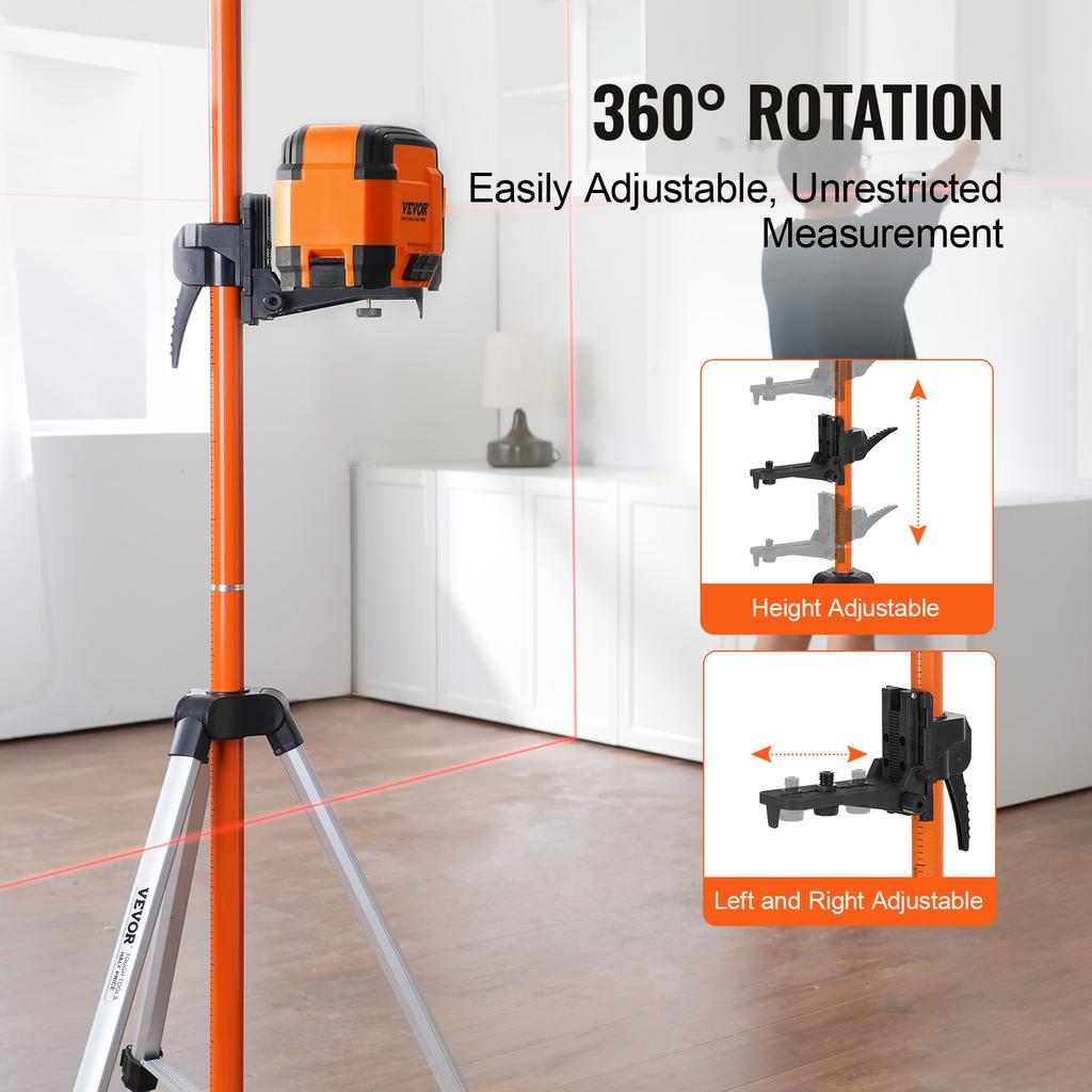 SucceBuy Laser Level Tripod 1/4"-20 & 5/8"-11 Thread Mount 40.94-133.85in Height Adjustment with Level Bubble & Heavy-duty Stand