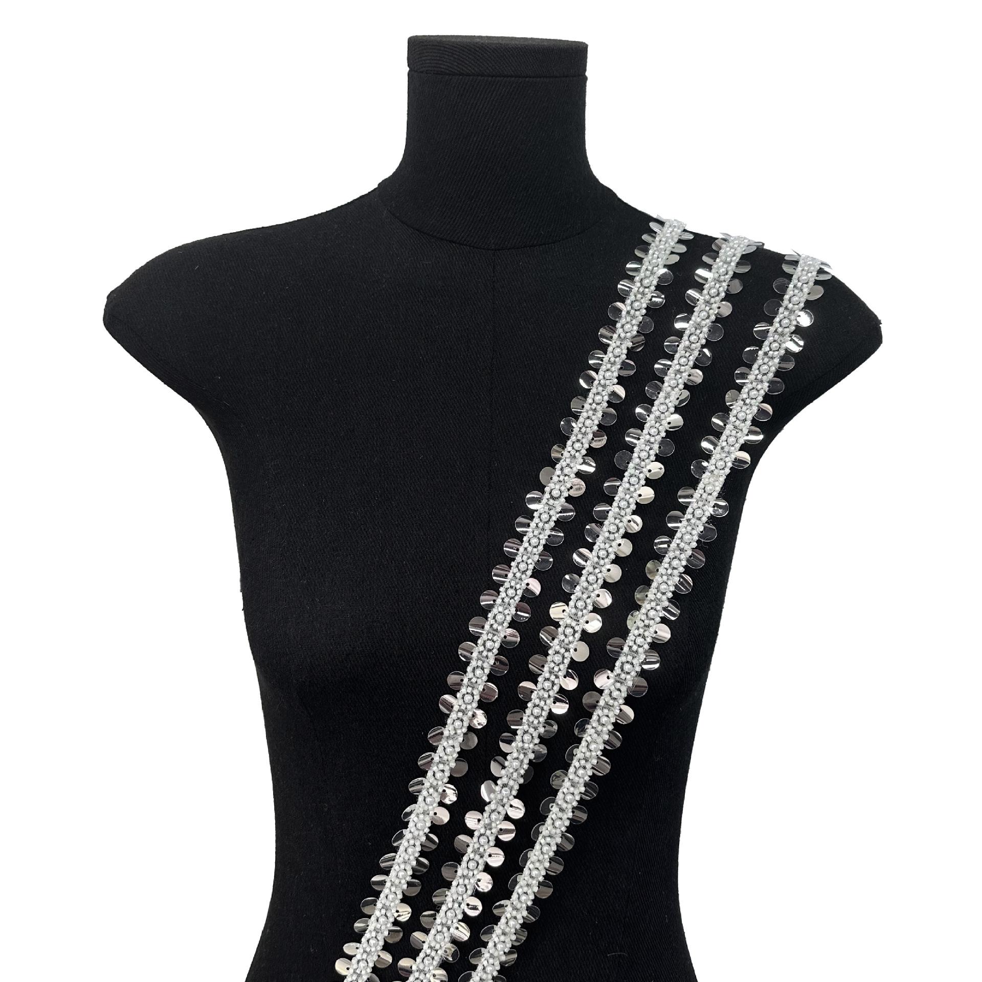 

2.5Cm Heavy Industry Pearl Sequins With Sweater Jacket Curtain Headdress Diy Jewelry Decorative Lace Accessories T1118 white one size