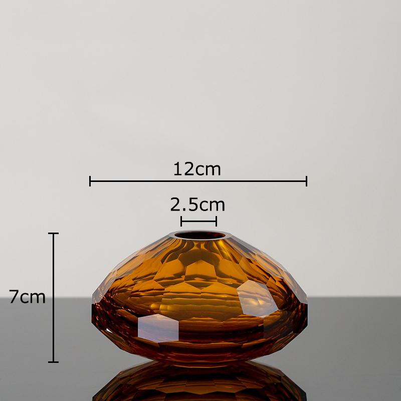 Hexagonal Texture Glass Vase Transparent Flowers Pots Desk Decoration Flower Arrangement Round Floral Vases Room Aesthetic Decor