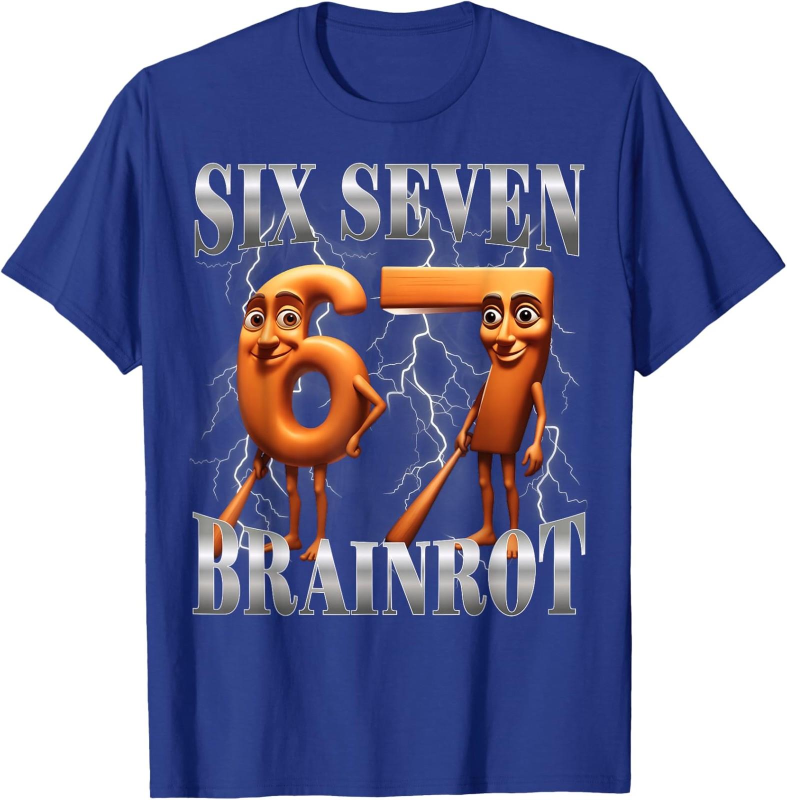 Funny Italian Brainrot Tung Tung Sahur Six Seven Meme Unisex T-Shirt S разноцветный