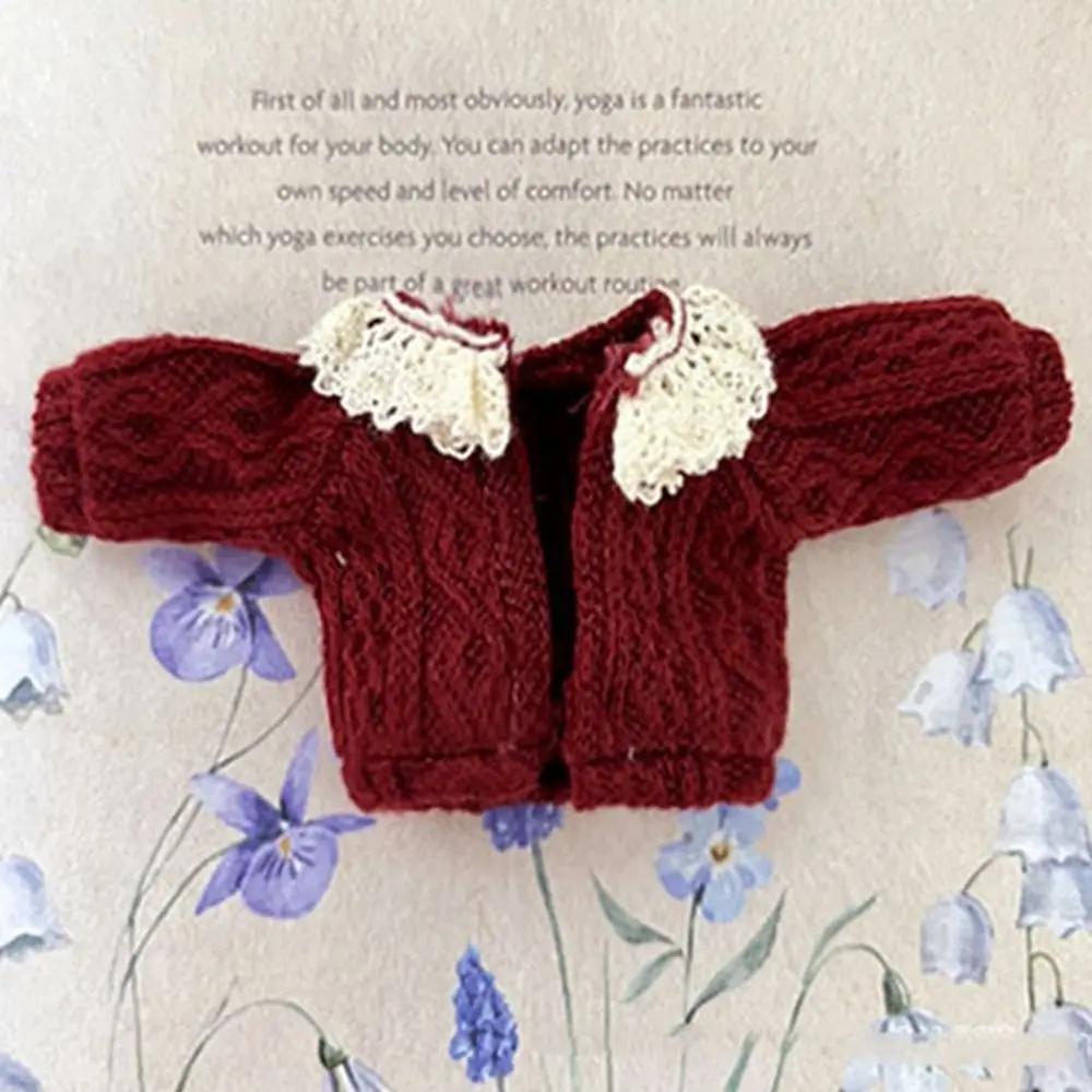 Lace Collar Sweater 1/11 1/12 Doll Mini Cardigans OB11 Doll Accessories Tops Handmade Knitted Sweater Casual Dress Clothes
