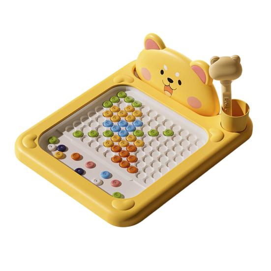

Magnetic Stroke Drawing Board Bear Design Interactive Bead Pen Game Pattern Sketching Board Portable Travel Art Kit Small жёлтый