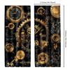 2 szt. Zasłony Artystyczne Steampunkowe Vintage - Industrialne Czarne ze Złotymi Kołami Zębatymi i Wzorem Zegara   Półprzezroczysty Poliester   Pranie w Maszynie