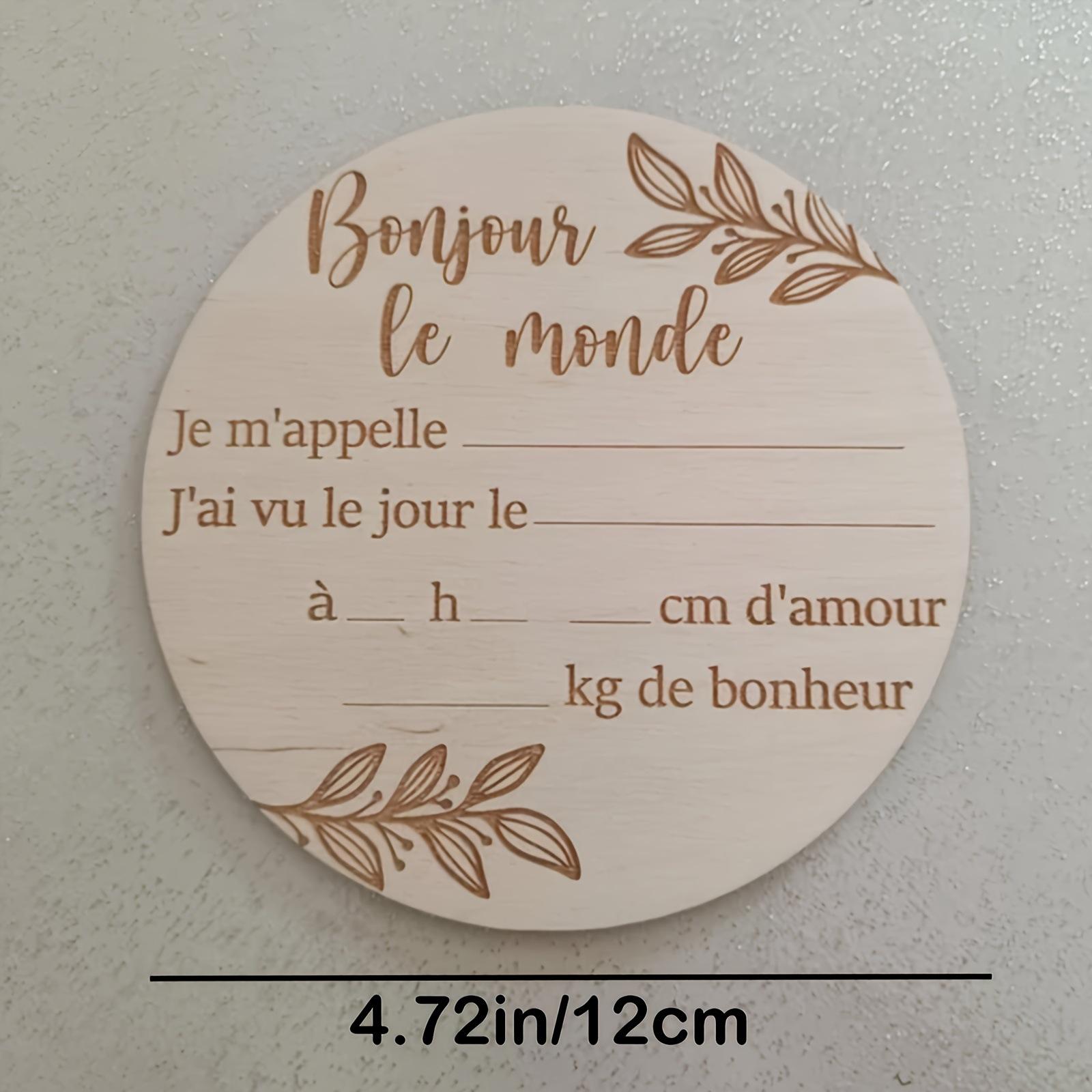 

Wooden Baby Commemorative Plate Round Wood Piece Hello Word Circular Newborn Monthly Plate Photo Prop For Baby Shower Photograph