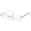 2 Pack Men's Metal Rimless Yuppie Casual Fashion Glasses With Flat Lens, Ideal Choice For Gifts